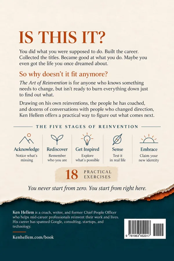 The back cover of The Art of Reinvention